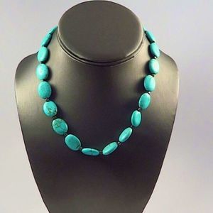 VINTAGE Turquoise and Sterling Silver Strung Necklace